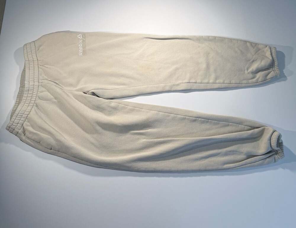 Reebok Cream Beige Logo Sweatpants Joggers Size S